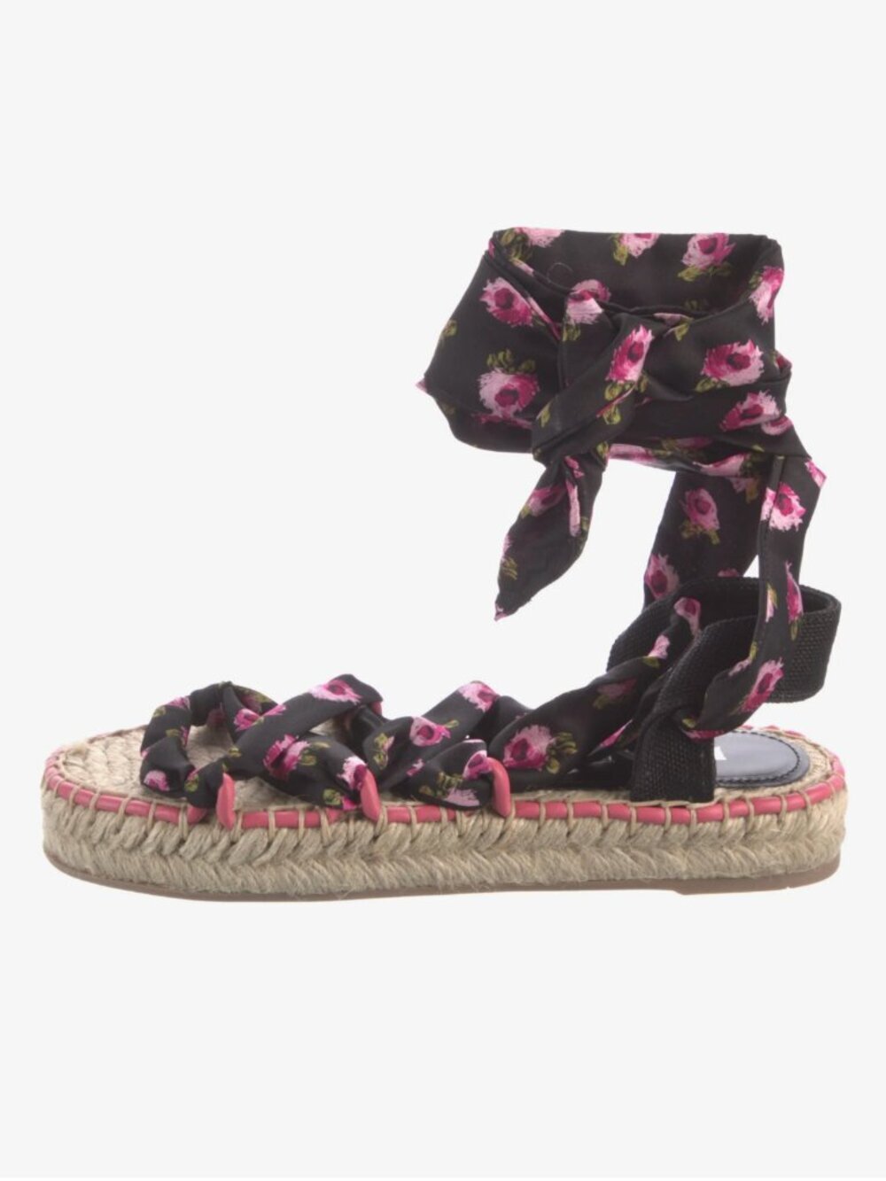 Prada Satin Wrap Around Floral Espadrille Platform Flats